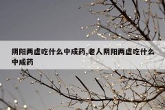 <b>阴阳两虚吃什么中成药,老人阴阳两虚吃什么中成药</b>