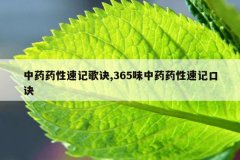 中药药性速记歌诀,365味中药药性速记口诀